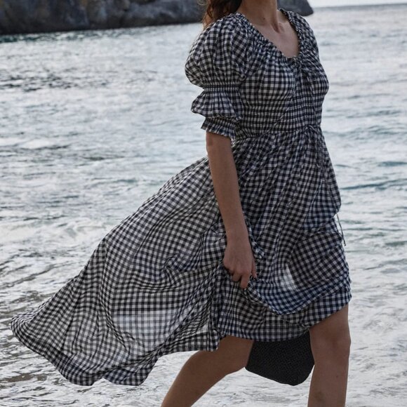 Doen Black and White Gingham Dress - ashbourne.org.uk